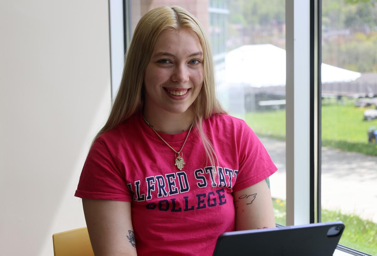 Student working on a computer