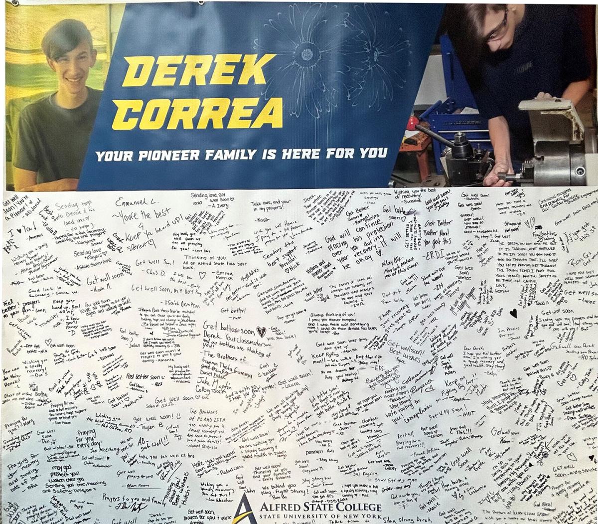 Banner signed by students in support of Derek Correa