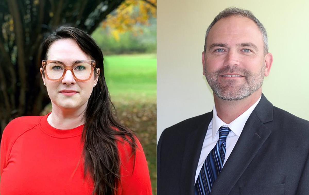 headshots of Amy Bennett and Spencer Peavey