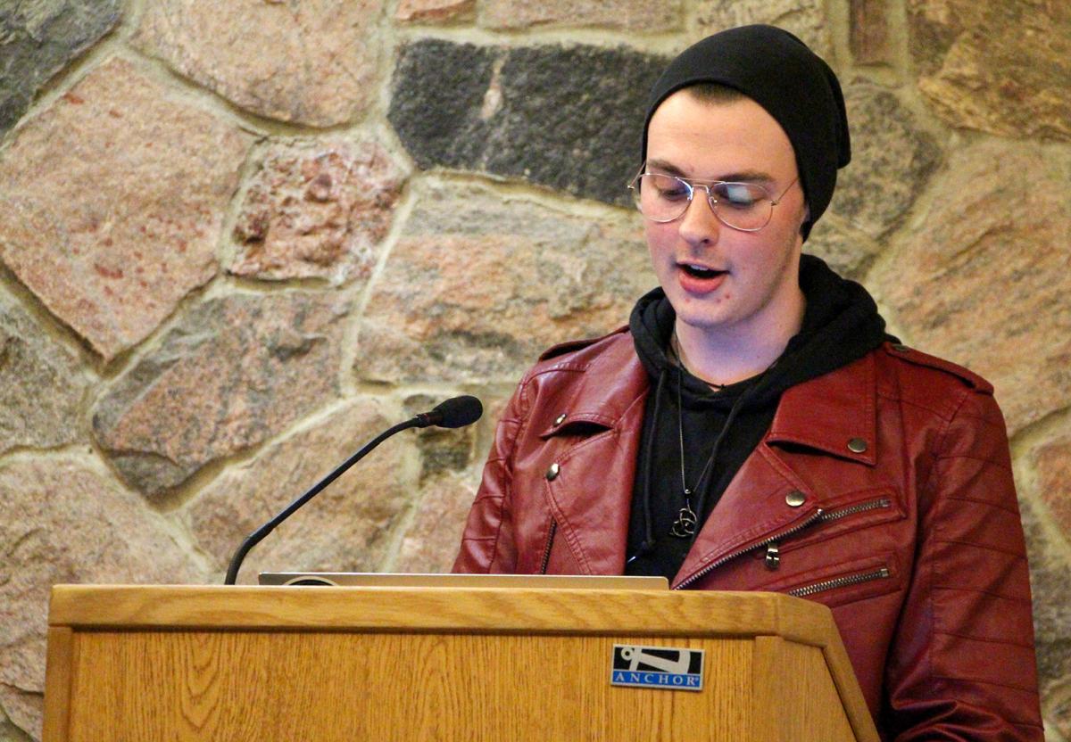 Student recites poetry