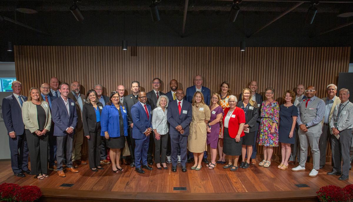 Representatives of education organizations that were recipients of gifts from Tom Golisano