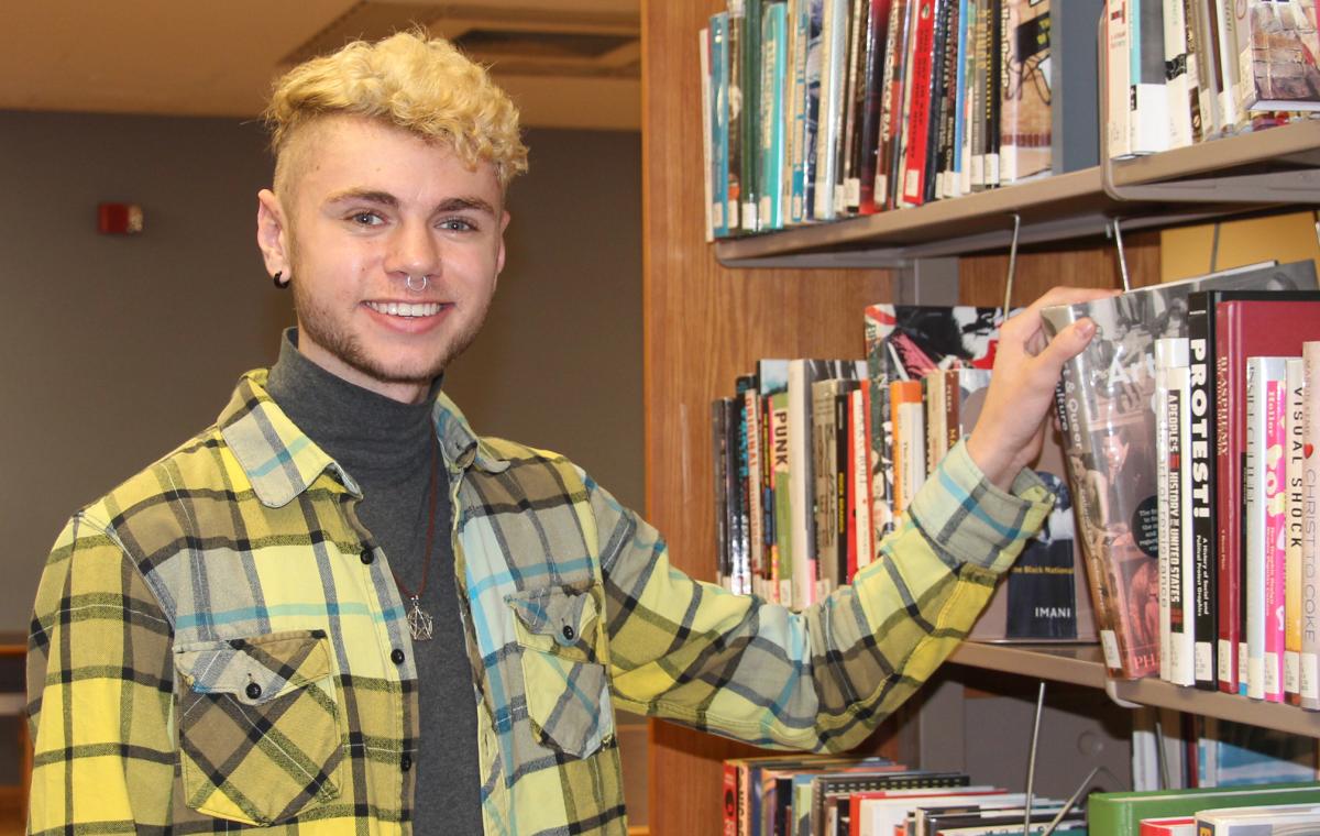 Student in the library