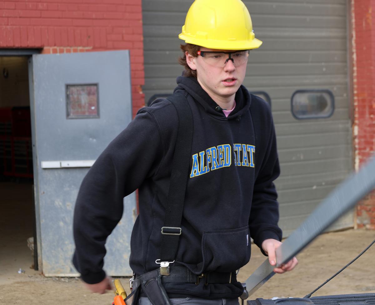 student working on a construction site