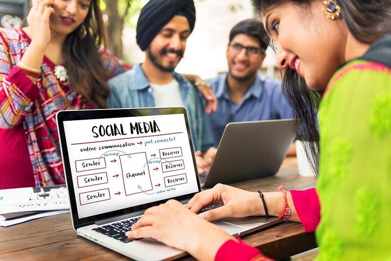 Student works on a laptop