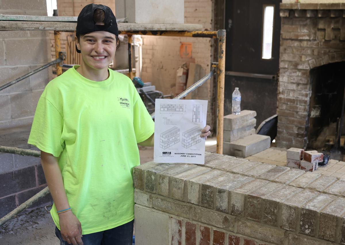 Student in a masonry lab