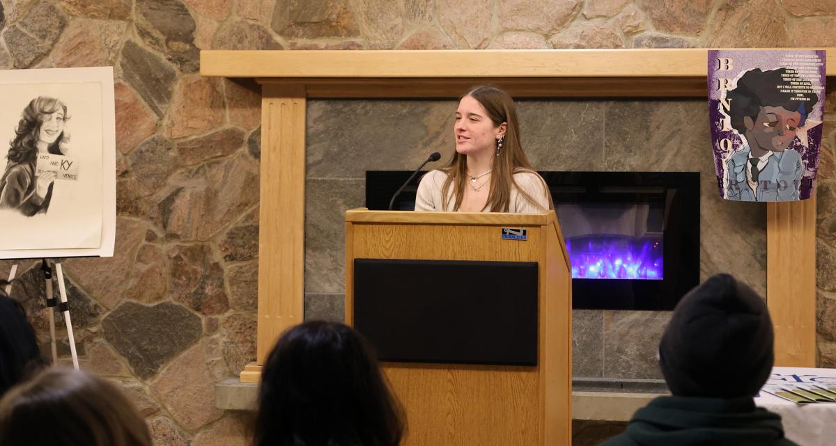 Student recites poetry