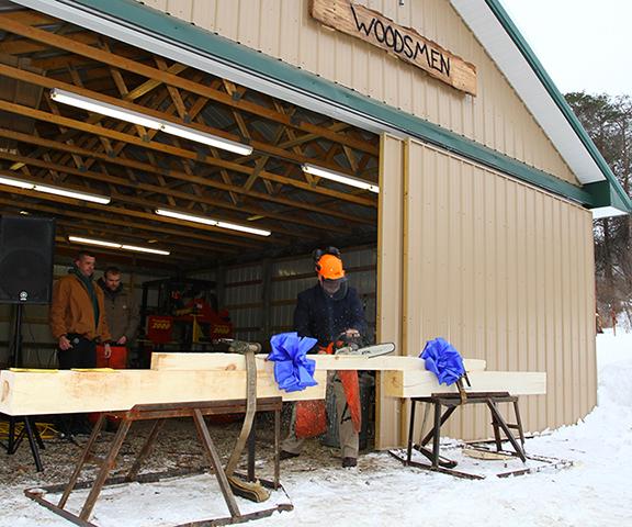 President Sullivan at Woodsmen's Club Barn
