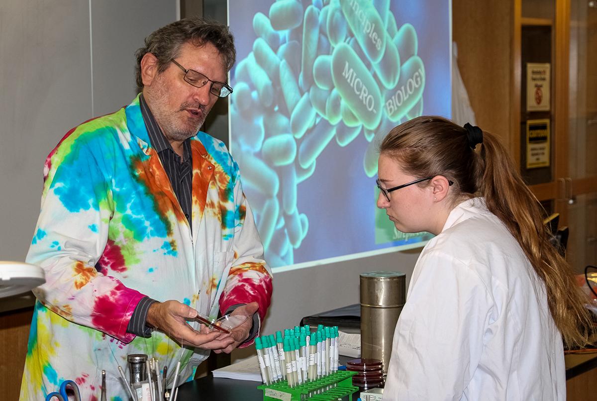 Professor Putnam with a student