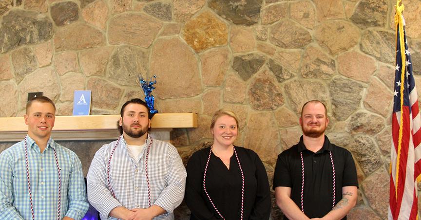 The 2023 inductees into the SALUTE honor society, (From L to R:) Ryan Darrow, Matthew Proper, Jennifer Aul, and Johnathon Helms.