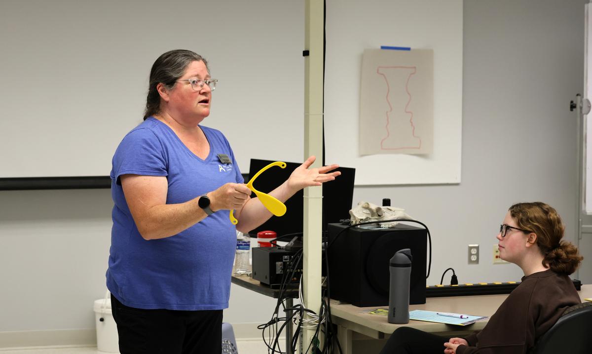 teacher presents to students