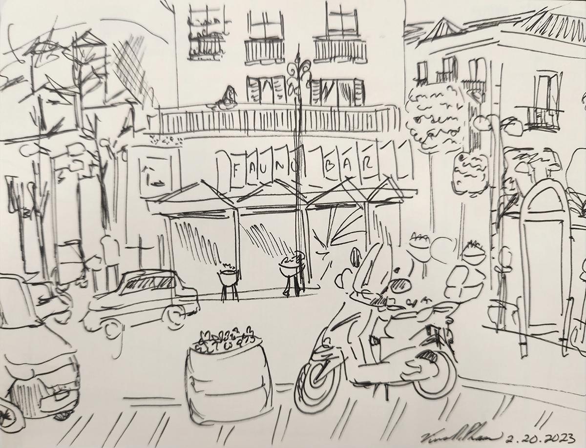 One of the sketches done by Vina Pham during her time in Sorrento, Italy.