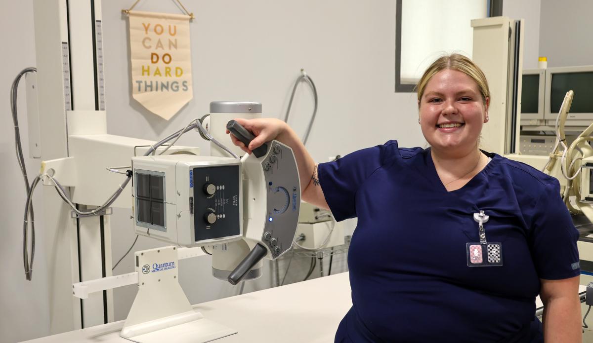 student working in a lab