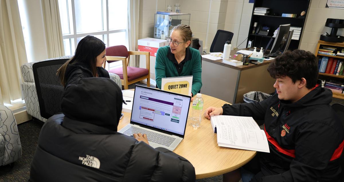 Students work in the math lab.