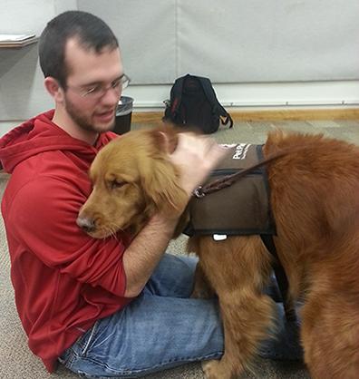 Student with therapy dog