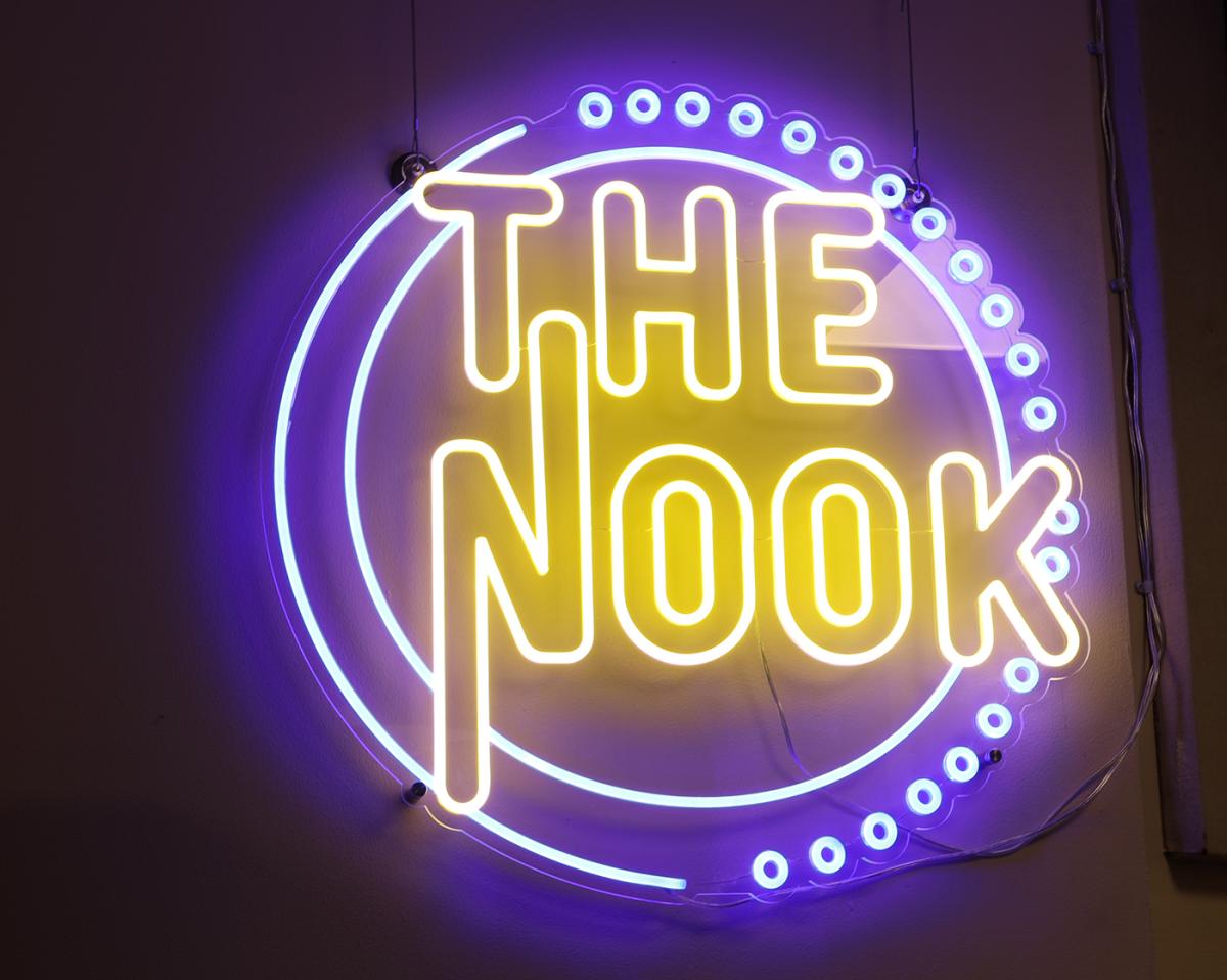 The sign for "The Nook"