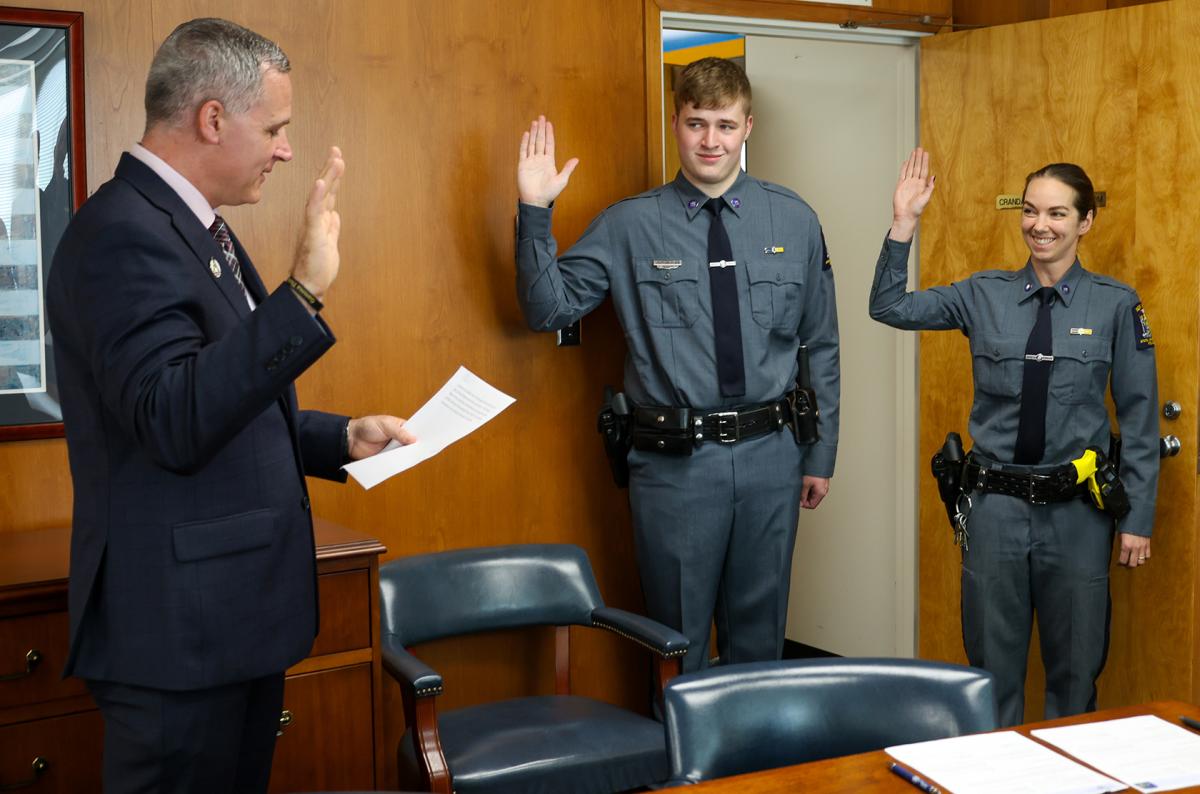 officers sworn in by Alfred State President Dr. Steven Mauro