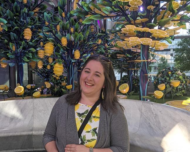 Melissa Vandermark in front of one of her themed environments.
