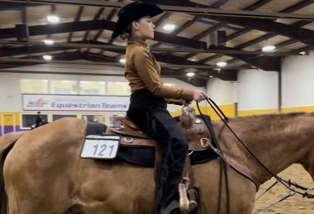 An Alfred State western equestrian rider competes at the most recent show at Alfred University.
