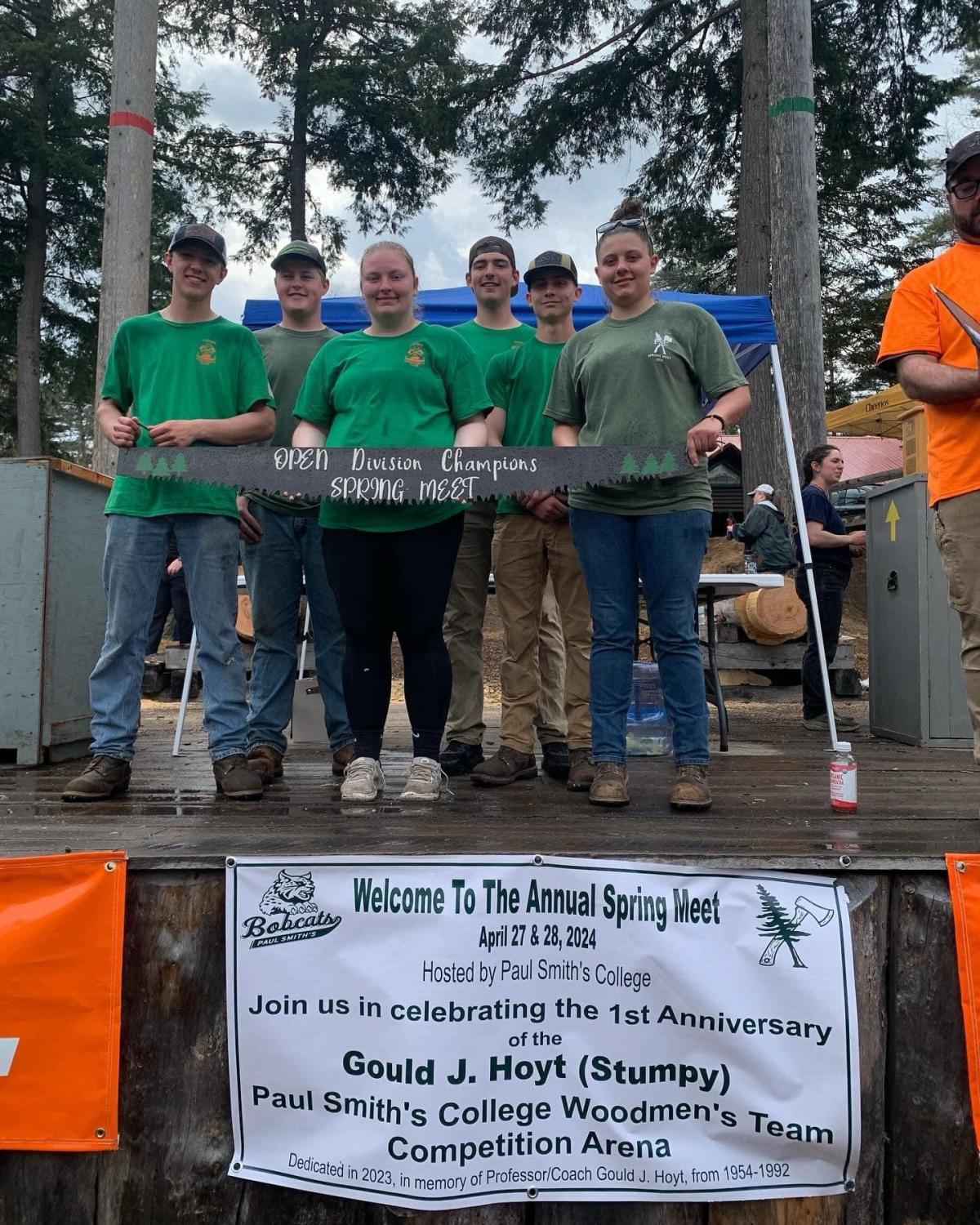Alfred State woodsmen team with their trophy
