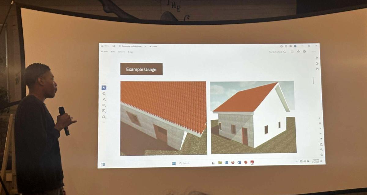 student presents about terra cotta