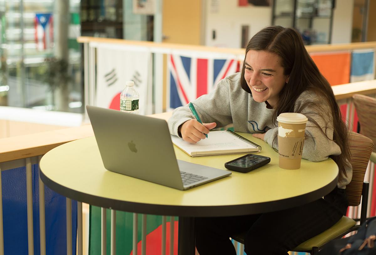 Student studying in Student Leadership Center