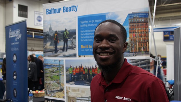 Eric Spence represents Balfour Beatty at a recent career fair at Alfred State