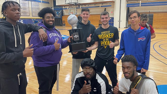 Sport Business Club 3v3 Basketball League founders. Back Row (L to R): Brandon Jocelyn, Marcus Lawson, Ben Pollack, Ben Reding, and Nathan Kruckow. Front Row (L to R): Mo Olasupo and Ryan Rosa. Not pictured: Jake Brotherton. 