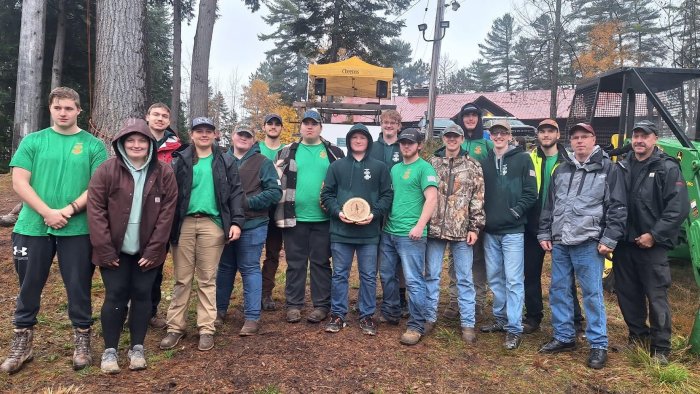 The woodsmen team poses after a successful competition at Paul Smith’s College.