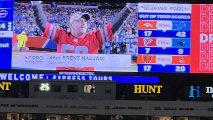 Brent Nadjadi recognized at the Bills game