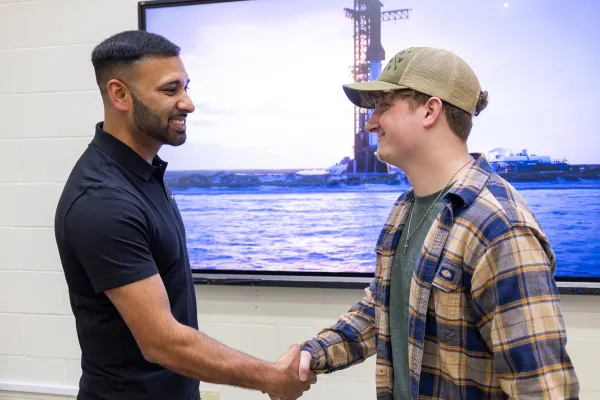 Khobir Uddin returned to campus to speak with current Pioneers about his career path and share employment opportunities with his current employer, SpaceX.