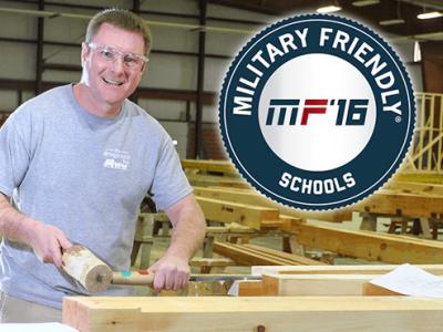 Bill Buckner woodworking, with military friendly logo in corner