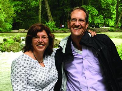 Tim and Deborah (Wallace) Moore in a wooded area