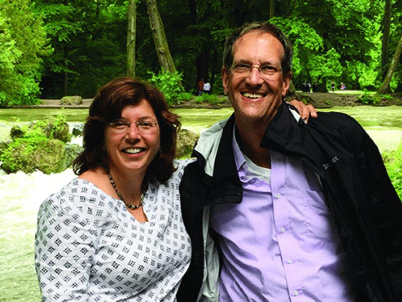 Tim and Deborah (Wallace) Moore in a wooded area