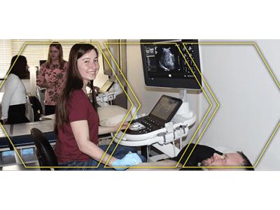 Madison in lab with ultrasound machine