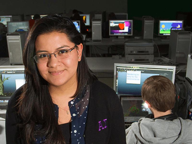 Patty Padilla in a computer lab