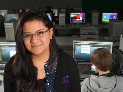 Patty Padilla in a computer lab