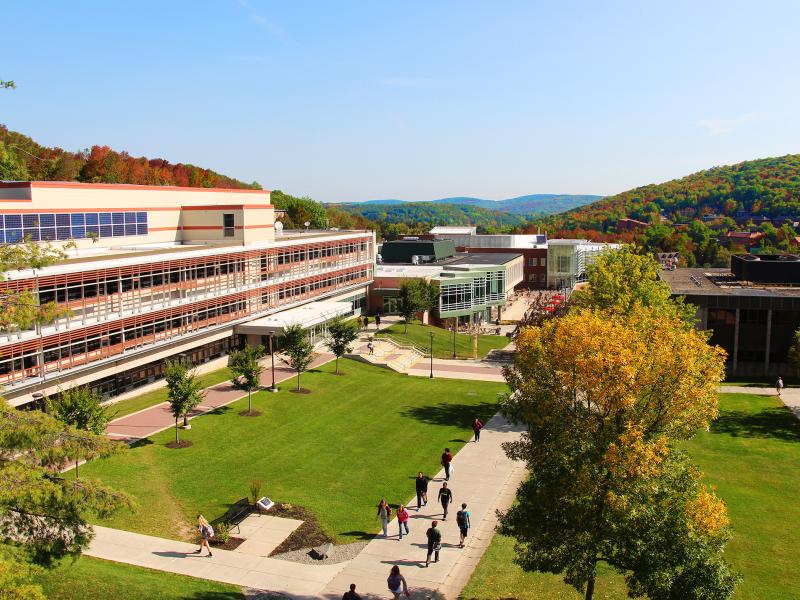 View of the spine of Alfred State's campus