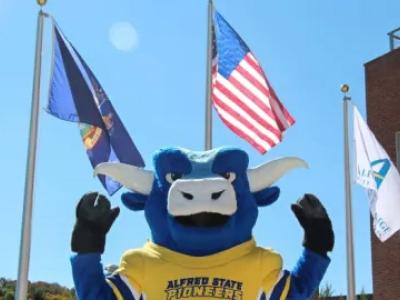 Flags outside of the Student Leadership Center
