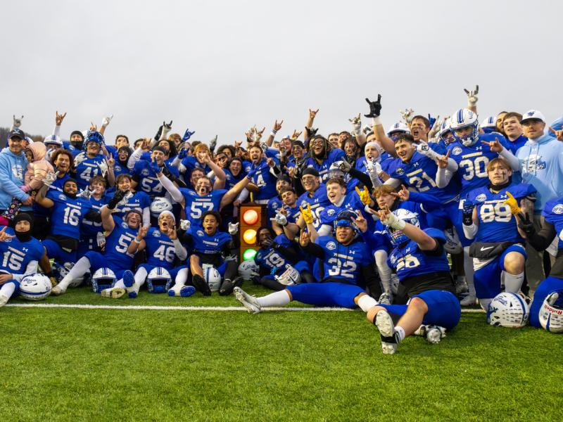Football team with a trophy