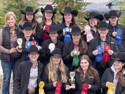 Western equestrian team displays their awards
