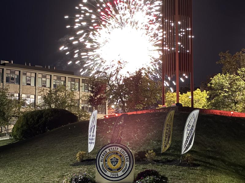 Firework display on campus