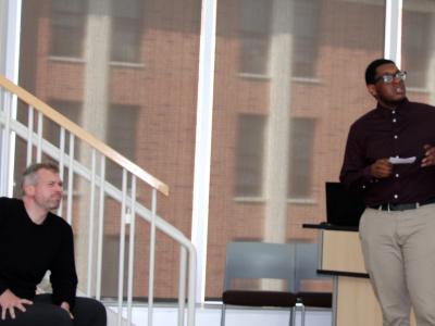 Professor Kevin Hofmann observes a presentation