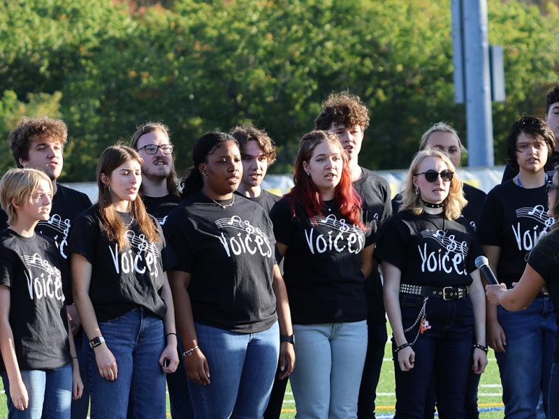 group of students singing