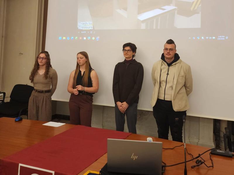 students present their project in a class taking place in Sorrento, Italy