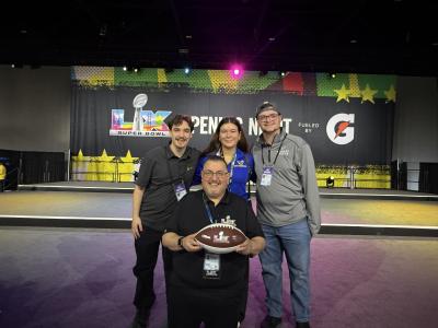 Alfred State students and their advisor at the Super Bowl