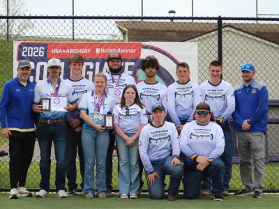 Team photo of the archery team after competition in Virginia.