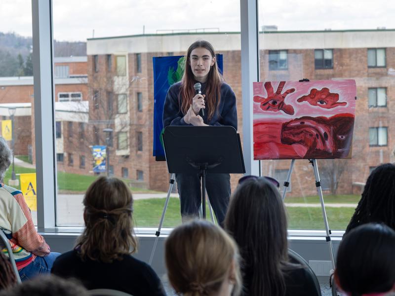 Student recites poetry