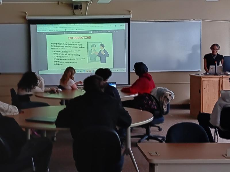 students present in a classroom