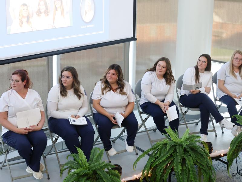 LPN graduates during their pinning ceremony
