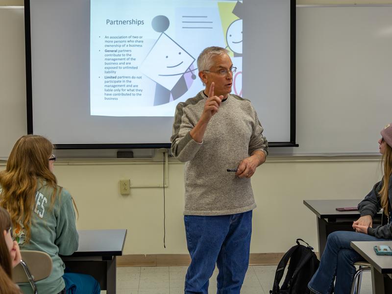 Dr. Schroeder teaches a class